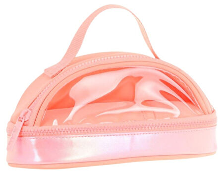 Kaukko Crescent Taşıma Saplı Kız Çocuk İki Gözlü Kalemlik - Somon, Şeffaf Cepli - K2731