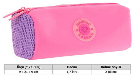 Kaukko İki Bölmeli Kız Çocuk Okul Kalem Çantası - Pembe Mor - K2741