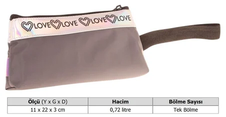 Kaukko Mirror Cüzdan Tipi Tek Bölmeli Kız Çocuk Okul Kalemliği - Gri - K2753