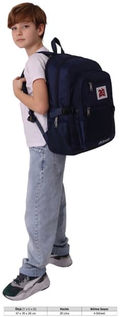 Jordan Air Dört Bölmeli Houston Navy Blue Lacivert Erkek Çocuk Okul Günlük ve Seyahat Sırt Çantası - Q3178