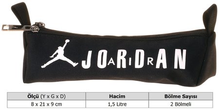 Jordan Air Brooklyn Black Siyah Erkek Çocuk İki Bölmeli Kalem Çantası/Kalemlik - Q3181