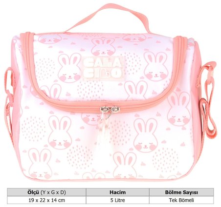 CalaCilo Pleasant Kız Çocuk Kedi Baskılı Pembe Isı Yalıtımlı Okul Beslenme Çantası - C4051