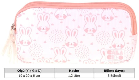 CalaCilo Kız Çocuk İlkokul Kalem Çantası - Kedi Baskılı Pembe Renk (Pleasant) - C4052