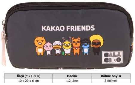 CalaCilo Erkek Çocuk İlkokul Kalem Çantası - Kakao Friends Baskılı Siyah Renk (Kakao Friends) - C4079
