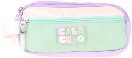 CalaCilo Rainbow Lila Yeşil Renkli Kız Çocuk Üç Gözlü Kalem Çantası - Lila - Yeşil - C4091