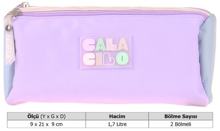 CalaCilo Kız Çocuk Virgo Yeşil Lila Renkli İki Bölmeli Kalem Çantası Okul Kalemliği - C4094