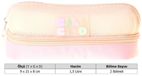 CalaCilo K-Pop Pink Kız Çocuk Pembe Renkli İki Gözlü İlkokul Kalem Çantası (Kalemlik) - C4109