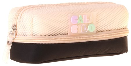 CalaCilo Siyah Krem Paten Kız Çocuk Siyah - Bej Renkli İki Gözlü İlkokul Kalem Çantası (Kalemlik) - C4115