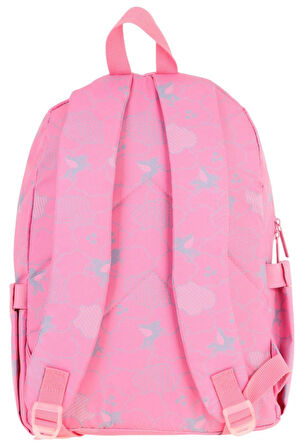 Kaukko Kids Kız Çocuk (Pembe - Pullu Bulut Desenli) Dört Gözlü Okul Sırt Çantası - L5218