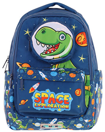 Kaukko Toys Erkek Çocuk 3D Dinazor Şekilli İlkokul ve Günlük Sırt Çantası - Lacivert - L5252