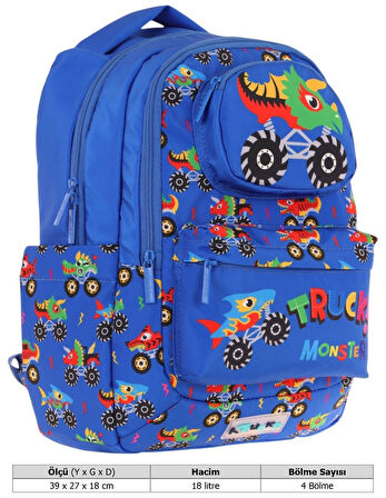 Kaukko Toys Erkek Çocuk 3D Kamyon Şekilli İlkokul ve Günlük Sırt Çantası - Mavi - L5255