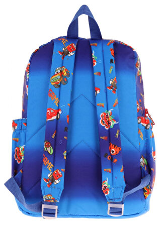 Kaukko Kids Dört Bölmeli Erkek Çocuk Silikon Aksesuarlı Mavi Kırmızı İlkokul Çantası