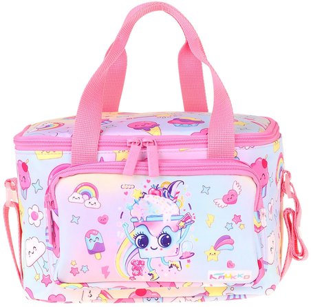 Kaukko Kids İki Bölmeli Thermo Okul Beslenme Çantası - Dondurma Desenli Pembe Renk (Kız Çocuk) - L5284