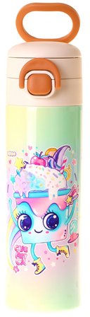 Kaukko Kids 520 ml Dondurma Desenli Pembe Kız Çocuk Çelik Termos Matara (Çift İçim Kilitli Kapak) - L5286