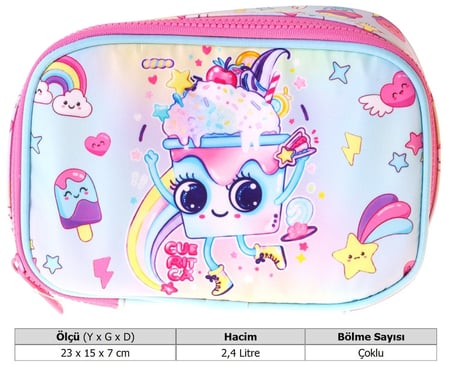 Kaukko Kids Dondurma Desenli Pembe Kız Çocuk Organizer Kalem Çantası - Kalemlik - L5293