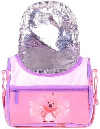 Kaukko Kids Kız Çocuk Loopy Baskılı Isı Yalıtımlı Okul Beslenme Çantası (Lila - Pembe) - L5304