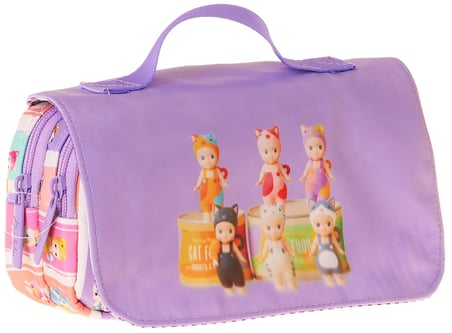 Kaukko Kids Taşıma Askılı Kız Çocuk Cat Life Baskılı Şık Kalem Çantası (Mor - Krem) - L5315