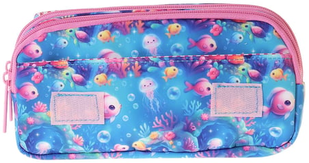 Kaukko Kids Taşıma Askılı Kız Çocuk Mercan ve Denizkızı Baskılı Şık Kalem Çantası (Pembe - Mavi) - L5325