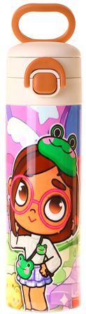 Kaukko Kids 520 ml Nagy Baskılı Pembe Kız Çocuk Çelik Termos Matara (Çift İçim Kilitli Kapak) - L5336