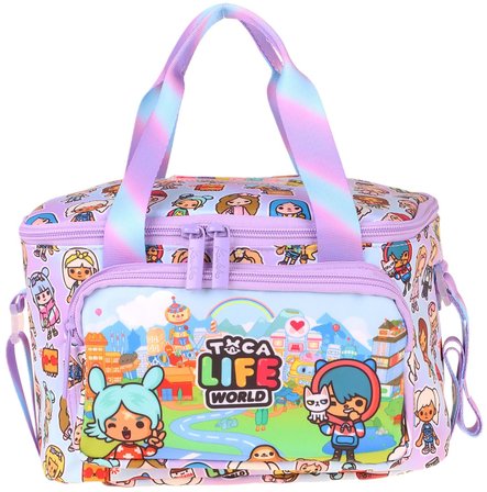 Kaukko Kids İki Bölmeli Thermo Okul Beslenme Çantası - Toca Life Baskılı Lila - Turkuaz Renk (Kız Çocuk) - L5339