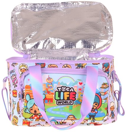 Kaukko Kids İki Bölmeli Thermo Okul Beslenme Çantası - Toca Life Baskılı Lila - Turkuaz Renk (Kız Çocuk) - L5339