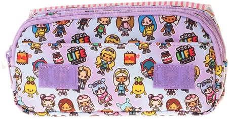 Kaukko Kids Taşıma Askılı Kız Çocuk Toca Life Baskılı Şık Kalem Çantası (Lila - Turkuaz) - L5340