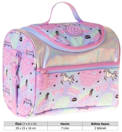 Kaukko Kids Kız Çocuk Dream Baskılı Isı Yalıtımlı Okul Beslenme Çantası (Çok Renkli) - L5344