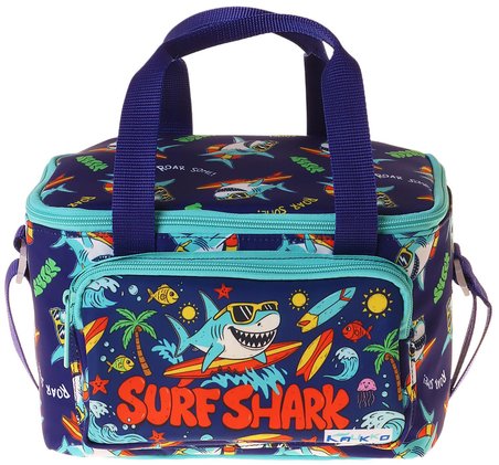 Kaukko Kids İki Bölmeli Thermo Okul Beslenme Çantası - Süpar Köpekbalığı Baskılı Yeşil - Lacivert Renk (Erkek Çocuk) - L5355