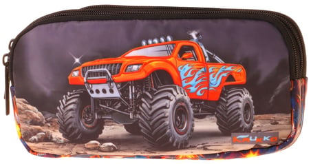 Kaukko Kids Arazi Aracı Baskılı Siyah - Kırmızı Erkek Çocuk Okul Kalemliği Kalem Çantası - L5361