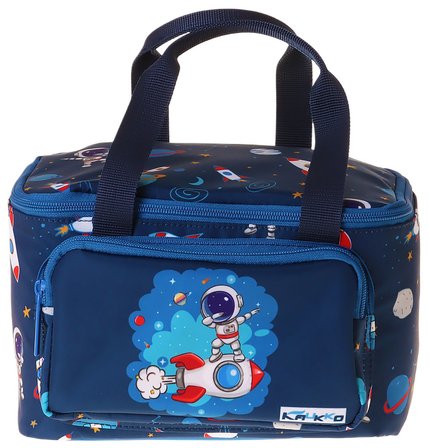 Kaukko Kids İki Bölmeli Thermo Okul Beslenme Çantası - Astronot Baskılı Lacivert Renk (Erkek Çocuk) - L5365