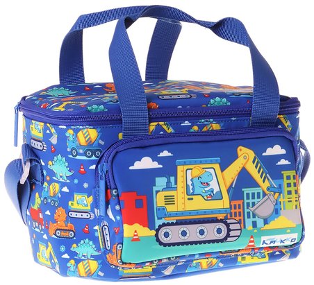 Kaukko Kids İki Bölmeli Thermo Okul Beslenme Çantası - Dinazor ve İş Makinesi Baskılı (Erkek Çocuk) - L5370