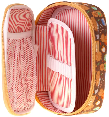 Kaukko Kids Clever Baskılı Kahverengi Erkek Çocuk Organizer Kalem Çantası - Kalemlik - L5377
