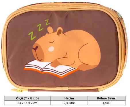 Kaukko Kids Clever Baskılı Kahverengi Erkek Çocuk Organizer Kalem Çantası - Kalemlik - L5377