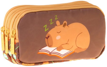 Kaukko Kids Clever Baskılı Kahverengi Erkek Çocuk Okul Kalemliği Kalem Çantası - L5386