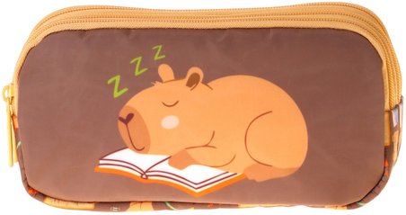 Kaukko Kids Clever Baskılı Kahverengi Erkek Çocuk Okul Kalemliği Kalem Çantası - L5386