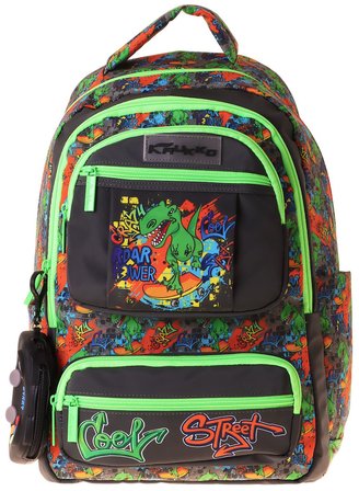 Kaukko Kids Erkek Çocuk Street Dinazor Baskılı (Street) Altı Bölmeli İlkokul Sırt Çantası - L5414
