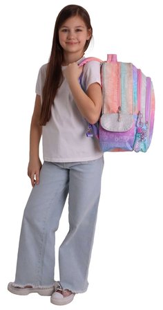Wow Generation Kız Çocuk Star Desenli (Pembe - Mor) İlkokul ve Günlük Sırt Çantası (Üç Bölmeli) - W6033