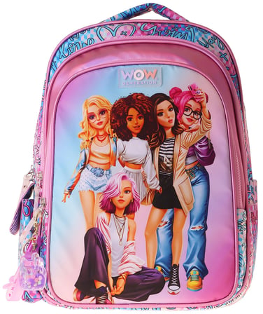 Wow Generation Kız Çocuk Group Baskılı (Mavi) İlkokul ve Günlük Sırt Çantası (Üç Bölmeli) - W6049