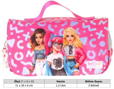 Wow Generation Taşıma Askılı Kız Çocuk Girl Friends Baskılı Şık Kalem Çantası (Kırmızı) - W6061