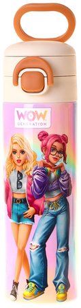 Wow Generation 520 ml Sound Baskılı Çok Renkli Kız Çocuk Çelik Termos Matara (Çift İçim Kilitli Kapak) - W6067