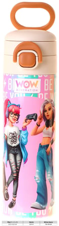 Wow Generation 520 ml Be You Baskılı Yeşil - Mor Kız Çocuk Çelik Termos Matara (Çift İçim Kilitli Kapak) - W6088