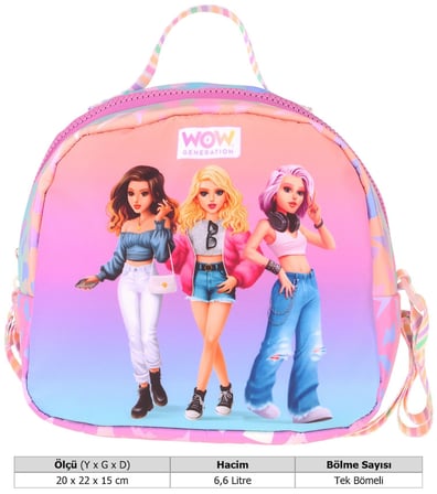 Wow Generation Shine Baskılı Turuncu - Mor Renkli Kız Çocuk Isı Yalıtımlı Okul Beslenme Çantası - W6091