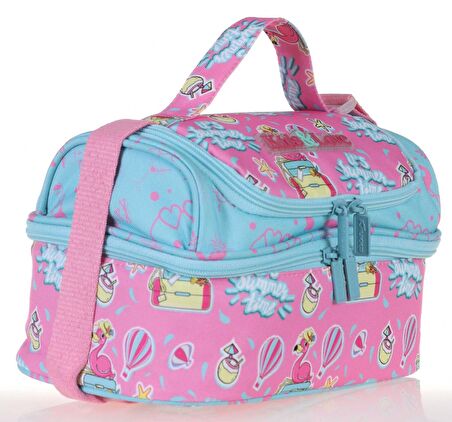 Kaukko Kids&Love Pembe-Mavi Flamingo Kız Çocuk Beslenme Çantası