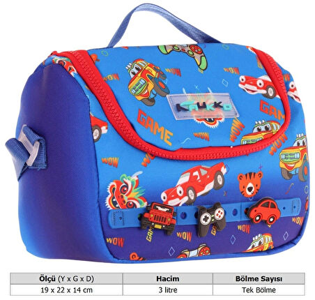 Kaukko Kids Isı Yalıtımlı, Silikon Aksesuarlı Beslenme Çantası - Mavi Kırmızı - Erkek Çocuk - L7258