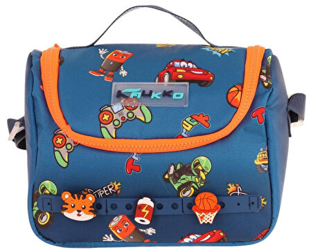 Kaukko Kids Isı Yalıtımlı, Silikon Aksesuarlı Beslenme Çantası - Lacivert Turuncu - Erkek Çocuk - L7259