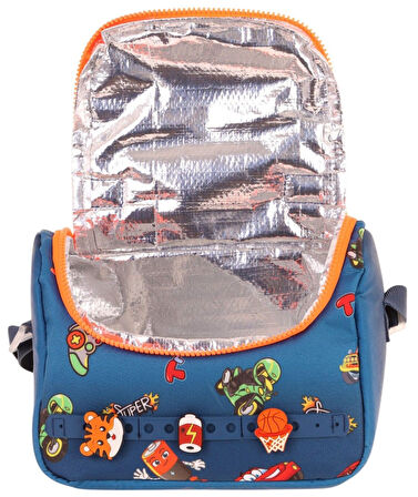 Kaukko Kids Isı Yalıtımlı, Silikon Aksesuarlı Beslenme Çantası - Lacivert Turuncu - Erkek Çocuk - L7259