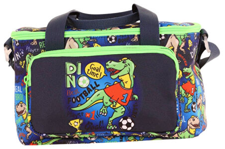 Kaukko Kids Thermo Isı Yalıtımlı Erkek Çocuk Dinazor Lacivert Yeşil Beslenme Çantası L7266 (İki Bölmeli)