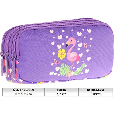 Kaukko Kıds 3 Bölmeli Kalem Çantası (cheerful Flamıngo)krn-L8226