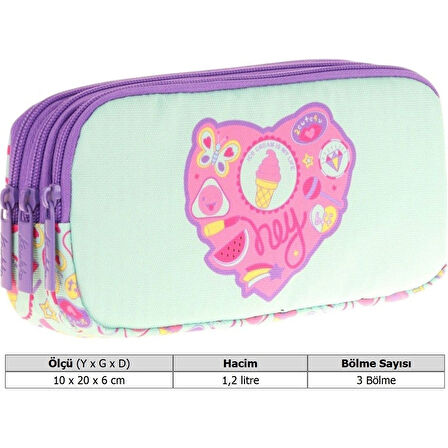 Kaukko Kıds 3 Bölmeli Kalem Çantası (paterned Candy)