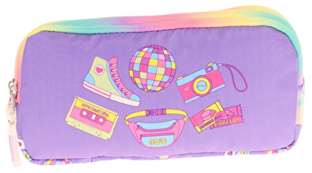 Kaukko Kids Mor Çok Renkli, Hobi Baskılı, Kız Çocuk Üç Gözlü Okul Kalem Çantası - L8238